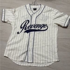 Men's Rebenge Baseball Shirt - White and Black
